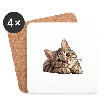 Tabby Kitten Tabby Cat - Coasters (set of 4) - white - Front