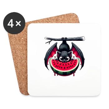 Fledermaus Sommerfrucht Melone - Untersetzer (4er-Set) - Weiß - Vorne