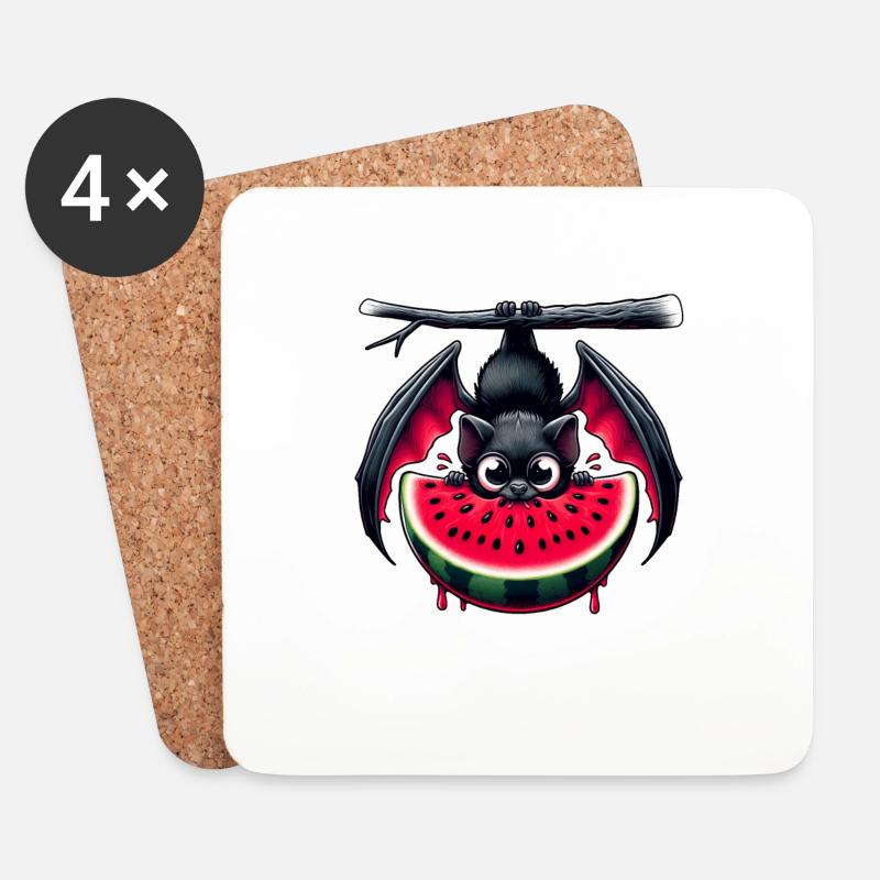 Fledermaus Sommerfrucht Melone - Untersetzer (4er-Set) - Weiß