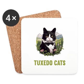 Tuxedo Chaton Tuxedo Cat - Dessous de verre (lot de 4) - blanc - Devant