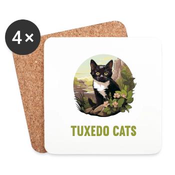 Tuxedo Chaton Tuxedo Cat - Dessous de verre (lot de 4) - blanc - Devant