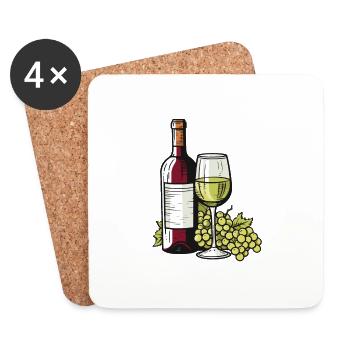 Verre à vin Raisins Vin - Dessous de verre (lot de 4) - blanc - Devant