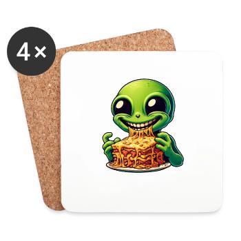 Un extraterrestre aime les lasagnes italiennes - Dessous de verre (lot de 4) - blanc - Devant