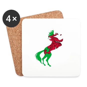 Unicorn Wales Flag T-Shirt Magical Unicorn Welsh - Coasters (set of 4) - white - Front