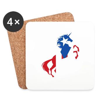 Licorne Porto Rico Drapeau Licorne Porto Rico Jeu de mots portoricain - Dessous de verre (lot de 4) - blanc - Devant