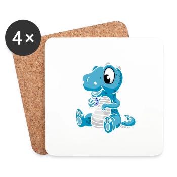 Fantasy Drino Dragon Dinosaure - Dessous de verre (lot de 4) - blanc - Devant