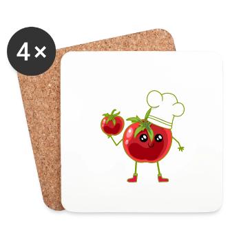 Tomate Tomaten Koch Köchin Köche - Untersetzer (4er-Set) - Weiß - Vorne