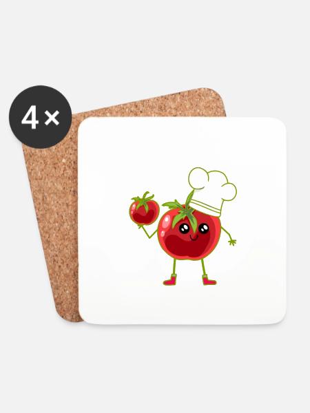 Tomate Tomaten Koch Köchin Köche - Untersetzer (4er-Set) - Weiß