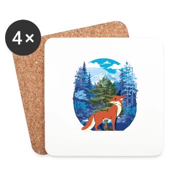Forêt de renards - Dessous de verre (lot de 4) - blanc - Devant