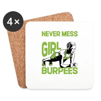 Never Mess With A Girl Who Does Burpees For Fun 5 - Untersetzer (4er-Set) - Weiß - Vorne