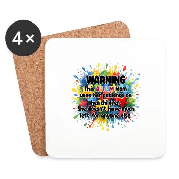 Autism Mom Warning - Supportive & Funny Autism - Coasters (set of 4) - white - Front