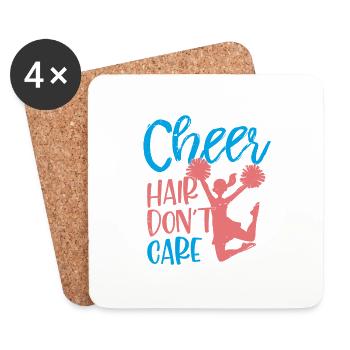 Cheer Hair Don't Care Cheerleader Cheerleading - Untersetzer (4er-Set) - Weiß - Vorne