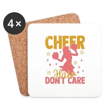 Cheer Hair Don't Care Cheerleading Cheerleader - Untersetzer (4er-Set) - Weiß - Vorne