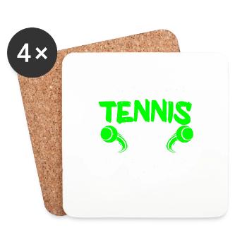 Tennis Art Retired Tennis Player Racket - Coasters (set of 4) - white - Front