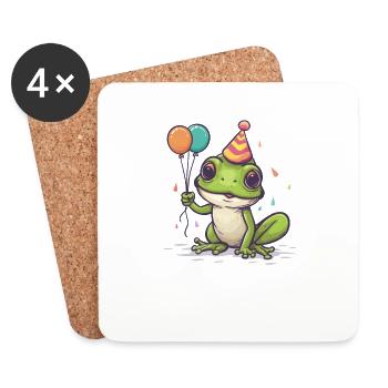 Frosch Happy Birthday Hoppy Birthday Cute Frog - Untersetzer (4er-Set) - Weiß - Vorne