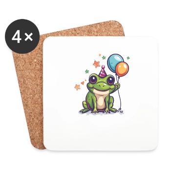 Frosch Happy Birthday Hoppy Birthday Cute Frog - Untersetzer (4er-Set) - Weiß - Vorne