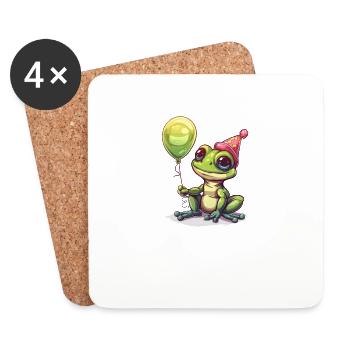Frosch Happy Birthday Hoppy Birthday Cute Frog - Untersetzer (4er-Set) - Weiß - Vorne