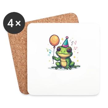Frosch Happy Birthday Hoppy Birthday Cute Frog - Untersetzer (4er-Set) - Weiß - Vorne