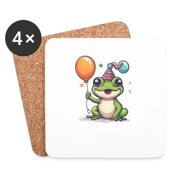 Frosch Happy Birthday Hoppy Birthday Cute Frog - Untersetzer (4er-Set) - Weiß - Vorne