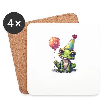 Frosch Happy Birthday Hoppy Birthday Cute Frog - Untersetzer (4er-Set) - Weiß - Vorne