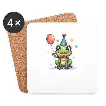 Frosch Happy Birthday Hoppy Birthday Cute Frog - Untersetzer (4er-Set) - Weiß - Vorne