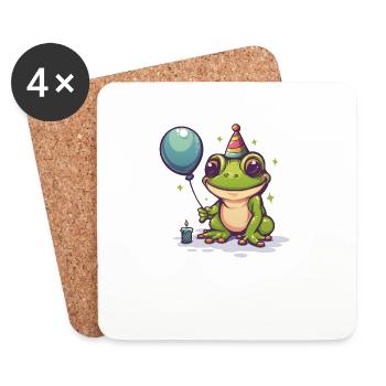 Frosch Happy Birthday Hoppy Birthday Cute Frog - Untersetzer (4er-Set) - Weiß - Vorne