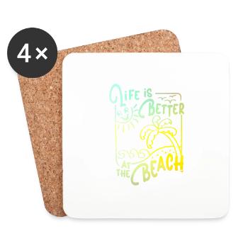 Life Is Better At The Beach - Untersetzer (4er-Set) - Weiß - Vorne