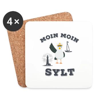 Moin Moin Sylt lustiger Nordsee Insel Möwen Spruch - Untersetzer (4er-Set) - Weiß - Vorne