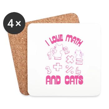 Ich liebe Mathe und Katzen - Untersetzer (4er-Set) - Weiß - Vorne