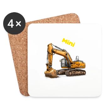 Bauleiter Bauherr Bagger Kinder Lustig - Untersetzer (4er-Set) - Weiß - Vorne