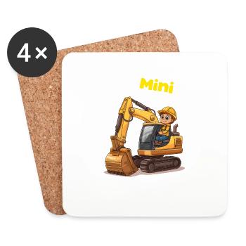 Bagger Bauleiter Bauherr Kinder Lustig - Untersetzer (4er-Set) - Weiß - Vorne