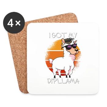 I Got My Dipllama LLama Lover Vintage School - Coasters (set of 4) - white - Front