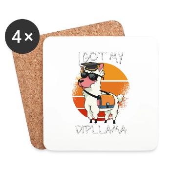 LLama Lover - Ich Habe Mein Dipllama - Vintage School - Untersetzer (4er-Set) - Weiß - Vorne