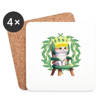 Kitten Cat Princess Queen Crown - Coasters (set of 4) - white - Front