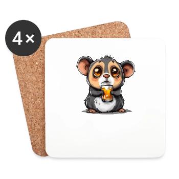 Lecker Bierchen Sad Hamster Meme Bier Alkohol - Untersetzer (4er-Set) - Weiß - Vorne