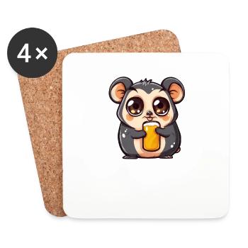 Lecker Bierchen Sad Hamster Meme Bier Alkohol - Untersetzer (4er-Set) - Weiß - Vorne