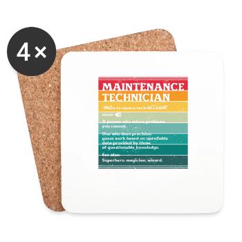 Maintenance Technician Definition Tech Worker - Coasters (set of 4) - white - Front