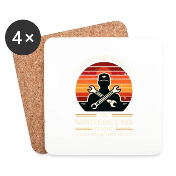 Homme d’entretien Technicien d’entretien Ouvrier - Dessous de verre (lot de 4) - blanc - Devant