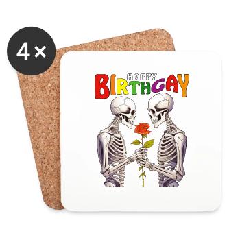 SKELETON HAPPY BIRTHGAY - Coasters (set of 4) - white - Front