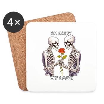 SKELETON ON HAPPY MY LOVE - Coasters (set of 4) - white - Front