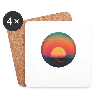 Rétro Coucher de soleil Extérieur Nature Années 80 Vintage - Dessous de verre (lot de 4) - blanc - Devant