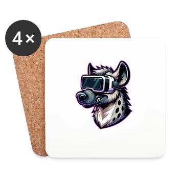 Hyena VR Gamer Virtual Reality Gaming Fun - Coasters (set of 4) - white - Front