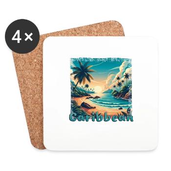 Vacances à la plage dans les Caraïbes en Amérique à Grunge Sti - Dessous de verre (lot de 4) - blanc - Devant