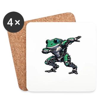 Cooler Roboter Frosch Dabbing Mech Cyborg - Untersetzer (4er-Set) - Weiß - Vorne