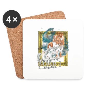 Licornes Licornes Licorne Cheval Chevaux Lions - Dessous de verre (lot de 4) - blanc - Devant