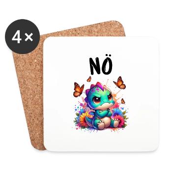 Dinosaure disant non pour les garçons et les filles - Dessous de verre (lot de 4) - blanc - Devant