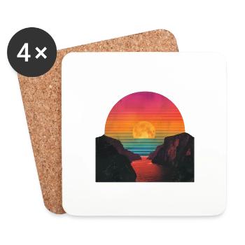 Rétro Sunset Outdoor River des années 80 Vintage - Dessous de verre (lot de 4) - blanc - Devant