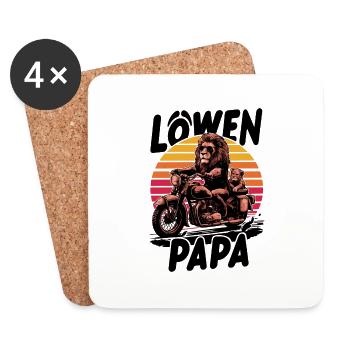 Löwen papa für Papa und Kinder Löwe Motorrad - Untersetzer (4er-Set) - Weiß - Vorne