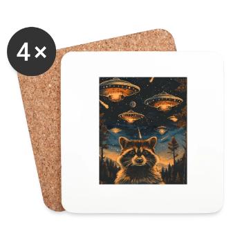 Waschbär UFO Alien Raccoon Weirdcore Aesthetic - Untersetzer (4er-Set) - Weiß - Vorne