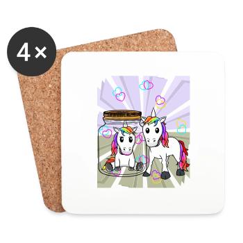 Einhörner Einhorn Fabeltier Liebe Herz Valentin - Untersetzer (4er-Set) - Weiß - Vorne